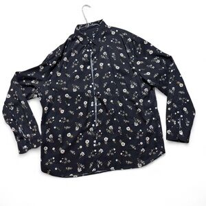 H&M men’s Black floral pattern button down shirt size XL